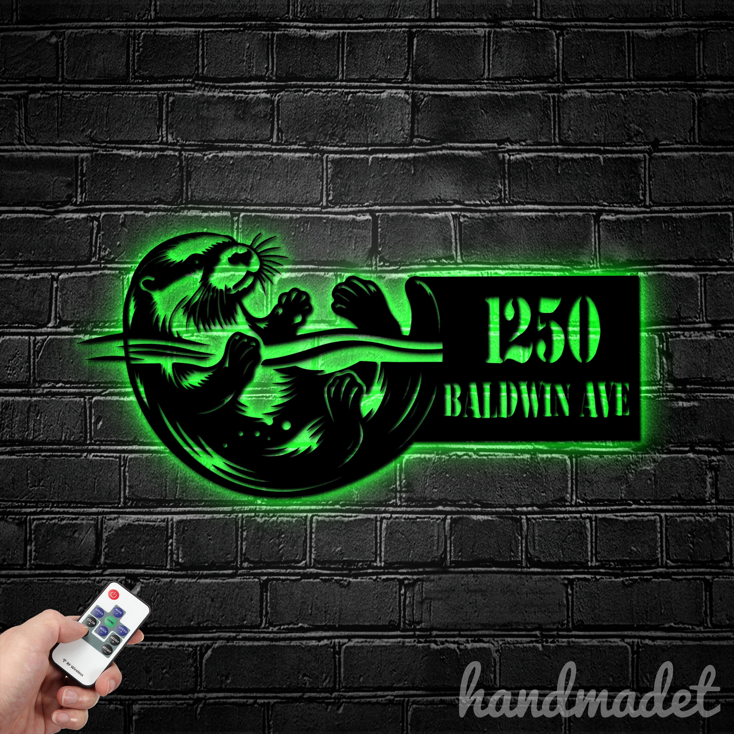 Handmadetneonsign Otter House Number, Animal Cute Otter Home Address Metal, House Address Sign 64611
