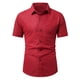 thumbnail image 2 of Blusa y camisa de manga corta con cuello vuelto para hombre, informal, de color liso, con botones, bolsillo y solapa, a la moda, de manga corta, 2 of 5