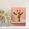 thumbnail image 2 of Qisvanset 12x16 Inch Bathtub Giraffe Canvas Wall Art, Soft Pink Safari Animal Whimsical Bathroom Wall Decor, 2 of 8