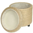 thumbnail image 2 of 17" Rush Grass Barrel Shape Storage Bin Foot Stool - Natural, 2 of 2