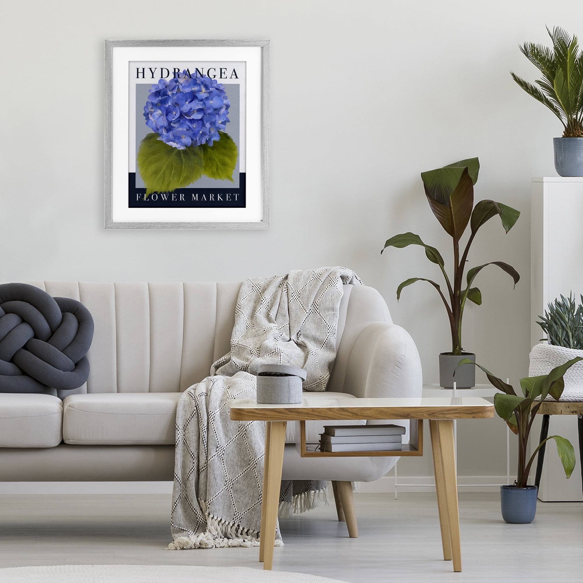 Stupell Industries Hydrangea Flower Market Gray Framed Print Under Glass, design by Jennifer Stith