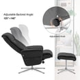 thumbnail image 3 of Mcombo Swivel Recliner with Ottoman, Modern Armchair with Heavy Duty Aluminum Base, Faux Leather Lounge Chair for Living Room Bedroom Office, 4603(Black), 3 of 9