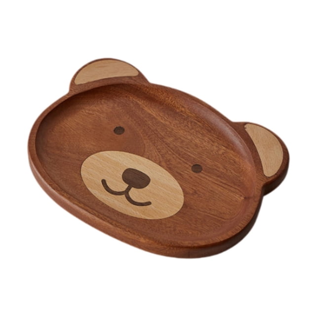 Bandeja de madera con forma de oso para servir, plato para servir, plato práctico para servir, bandeja de postre para suministros de fiesta de bar de Ébano S