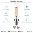 thumbnail image 4 of Luxrite Vintage E12 LED Bulb T6.5 3500K Natural White 500LM 5W=60W Dimmable LED Tube Bulb UL 6 Pack, 4 of 7