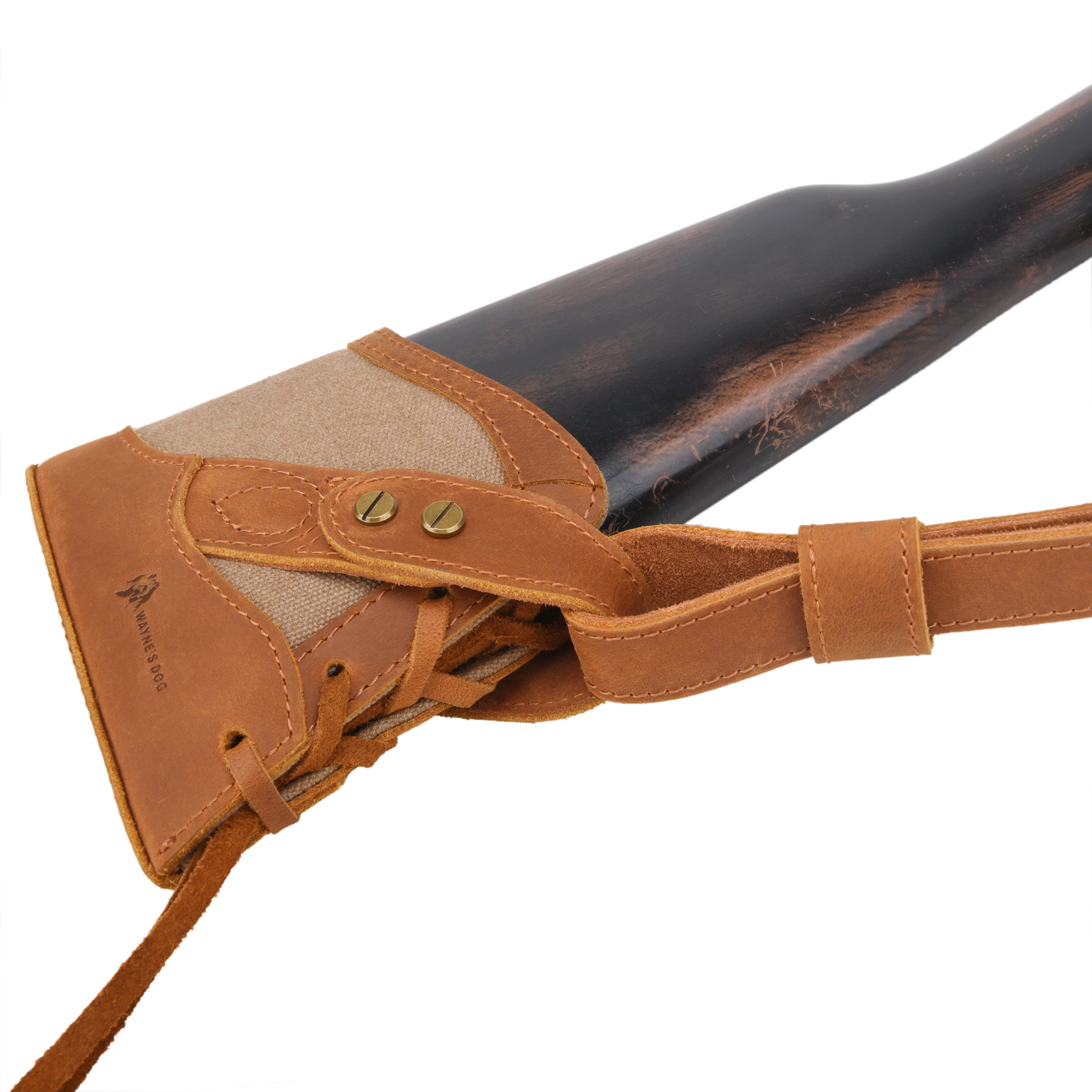 WAYNE'S DOG Vintage Canvas Leather Rifle Recoil Pad Buttstock with Gun Shoulder Sling Strap