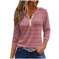 thumbnail image 2 of Lolmot Blouses pour Femmes, Mode Femmes Imprimé Court 3/4 Chemisier Col Rond Casual Tops, 2 of 5
