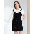 thumbnail image 2 of INSPIRE CHIC Women's Adjustable Strap Above Knee Button Down Overall Dress with Pockets, 2 of 4