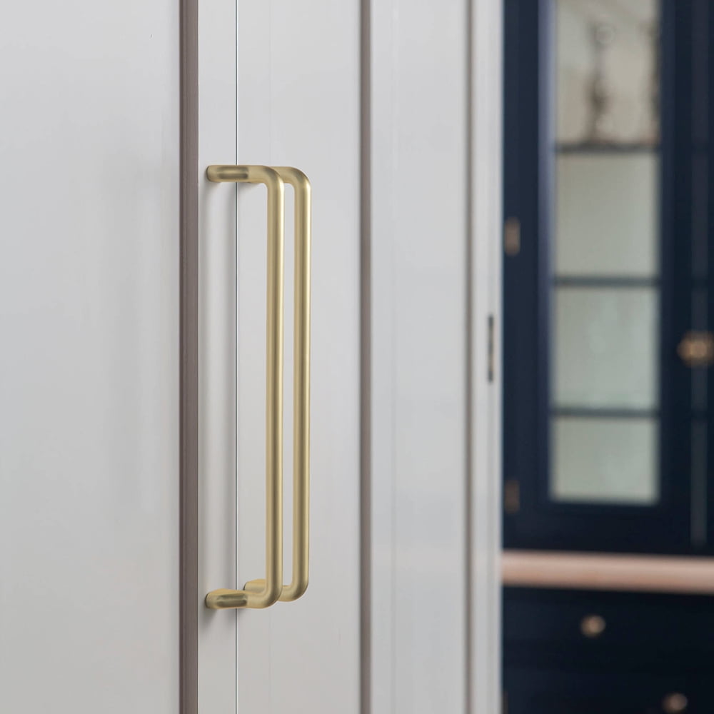 Goo-Ki 7.6''(192 MM) Hole Centers Light Brushed Brass Cabinet Pulls, Zinc Alloy Cabinet Handles Drawer Pulls for Dresser, Cupboard, 6 Pack