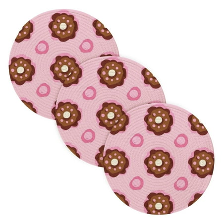 

3 Placemat Pan Bowl Mat Teacup Mat 15x15x24 Inch Tray Mat Kitchen Pot Mat Hot Pot Mat Teapot Mat Table Protective Mat Brown Donuts
