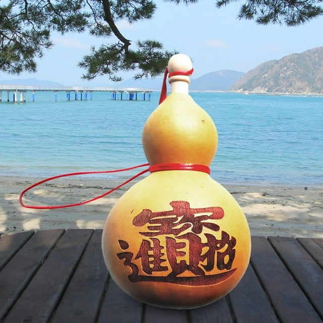 Flagon Botella de agua portátil Calabaza Bebida china Hervidor Calabaza Adorno Calabaza de vino para patio Hotel Decoración interior del hogar estilo C BLESIY Cadera de calabaza