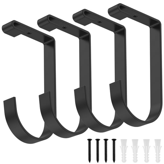 Ikoopy 4Pcs Heavy Duty Iron Hanging Bike Flat Hooks Multifunctional Stable Add On Flat Hooks for Hanging Ladders Garden Tools Sports Equipment Black