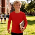 thumbnail image 6 of ZyeKqe Boys Girls Long Sleeve Tops Casual Crewneck Lightweight Stretch Fitness Running Workout Tee Shirts for Kids(9-10Years,Red), 6 of 8