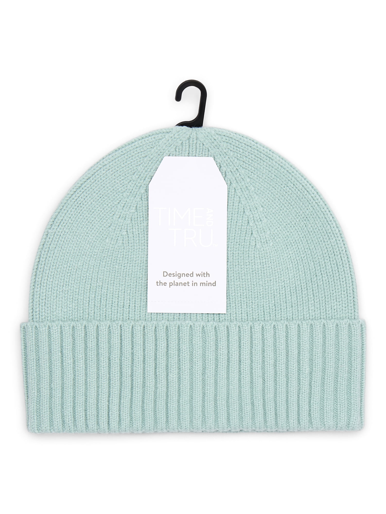 Time and Tru Women's Ribbed Beanie, Green Juniper