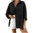 thumbnail image 2 of Guieoi Womens Shirts under $5 Women's Fashion Casual Solid Ladies Long Sleeve Turndown Collar Tops Button Loose Blouse Shirts, 2 of 6