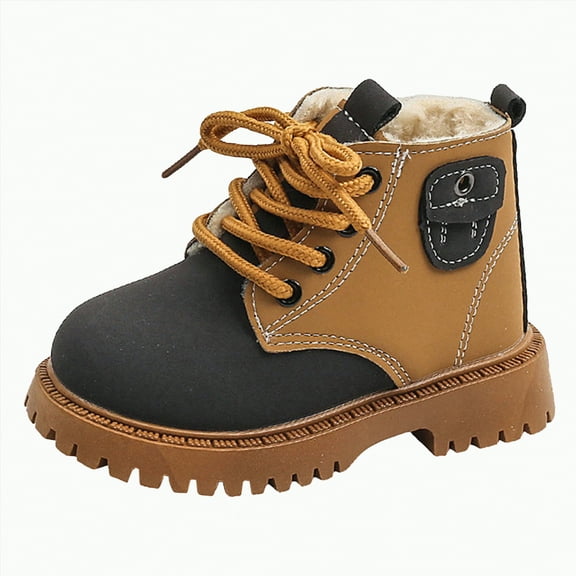 CAICJ98 Little Boys Girls Boots Combat Snow Boots Waterproof Non-Slip Fashion Work Ankle Boots with Lace Up Side Zipper Hiking Boots Boys Girls (Toddler/Little Kid),5