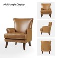 thumbnail image 3 of Faux Leather Accent Chairs Set of 2 Lounge Club Armchairs Home Living Room Camel, 3 of 8