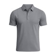 thumbnail image 5 of hoksml Men's Seam Detail Short Sleeve Collared Shirt 3 Button Breathable Solid Golf Top for Business Daily Vacation Casual Wear, 5 of 8