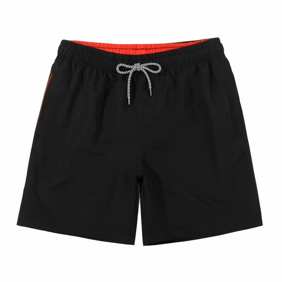 MADHERO Men's Swim Trunks with Mesh Lining Quick Dry Shorts Bathing Suit Swimwear Black Size S