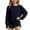 czb# Navy337, variant on CUZIBR Girls Youth Shirts Loose Fit Long Sleeve Cropped Top Solid Color Oversized Crewneck Casual Blouse Backless Summer Basic Breathable Cozy Lightweight Tee Blouse,Navy,13-14 Years