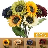 Large Silk Sunflowers Artificial Flowers 25" Long Stem Tall Artificial Sunflower 6PCS Fake Sun Flowers Bulk Rustic Faux Sunflowers with Stem for Home Wedding Party Décor
