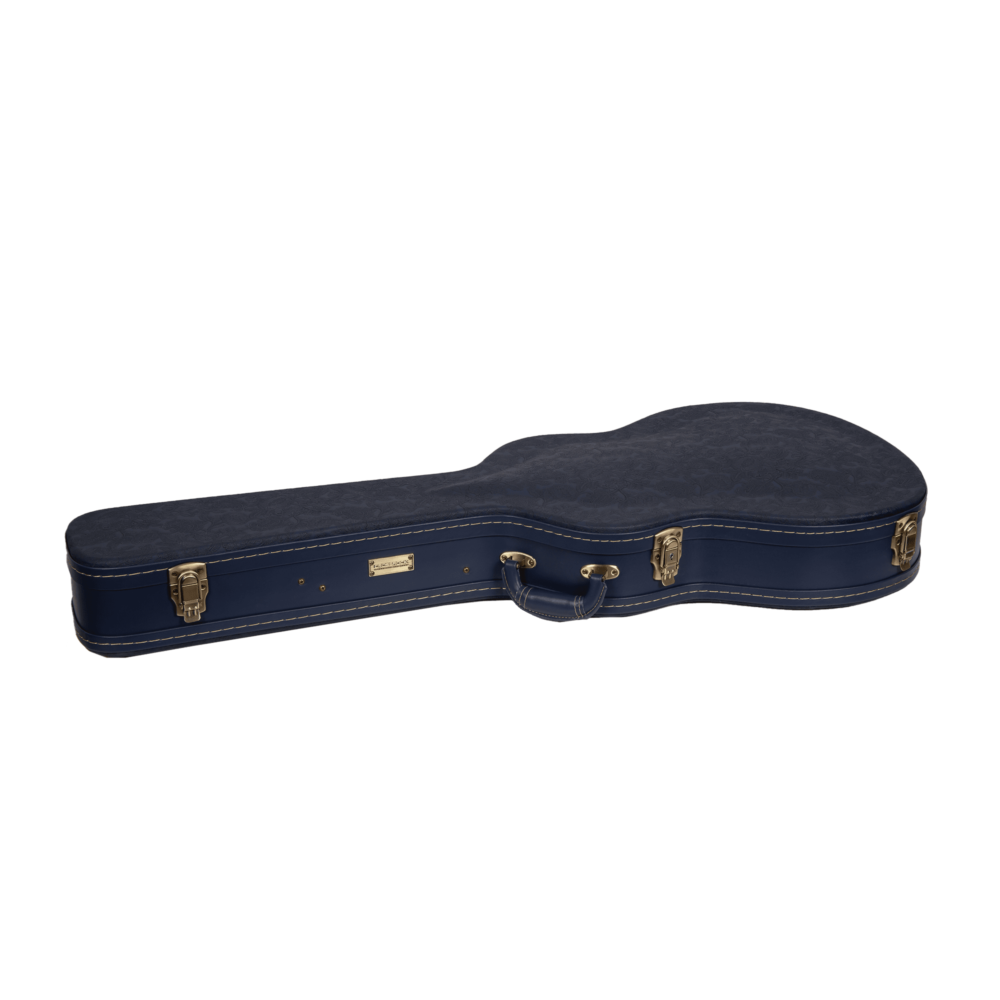 Crossrock Relief Series - Premium Wooden Case for 335 Style 6-string Semi-Hollow Electric Guitars, featuring a Highly Textured Surface and Mink Imitation Fleece Interior - Ocean Blue
