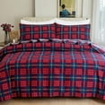 thumbnail image 3 of 4-Piece Cotton Flannel Sheet Set, Deep Pocket Fitted, Full, Plaid-Red/Navy, 3 of 5