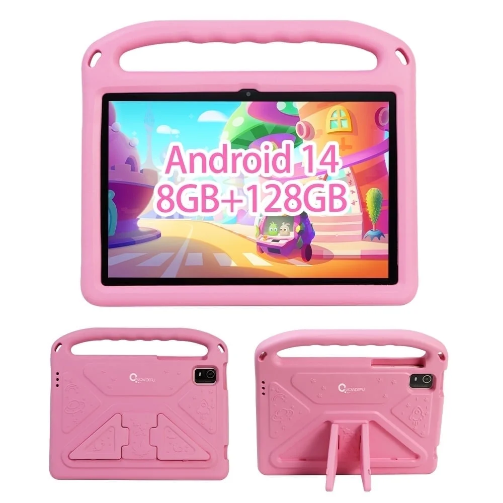 Refurbished CWOWDEFU C18W 10 inch 2024 Kids Tablet, 8(4+4)gb RAM 128gb ROM Octa-core Android 14, Pink