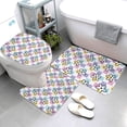 thumbnail image 3 of Bathroom Rugs Sets 3 Piece - Floral checkered Plaid Absorbent Non Slip Bath Mats, U-Shape Toilet Lid Cover, Contour Mat, Soft Washable Shower Mats Bath Rug Mat for Bathroom Tub Toilet, 3 of 7