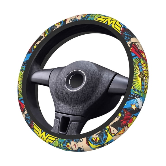 Won-Der Wo-Man Steering Wheel Cover Elastic Stretch Breathable Vehicle Steering Wheel Protector Car Interior Accessories