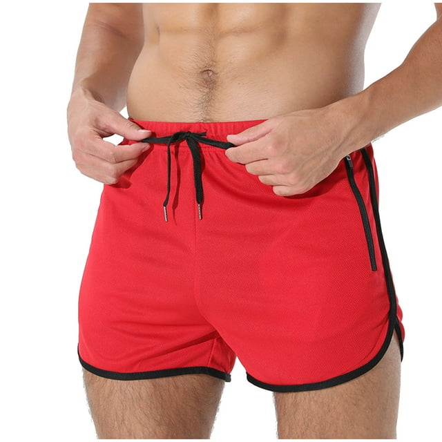ohmzyzo Men's Running Shorts 3 Inch Quick Dry Gym Athletic Jogging Shorts with Zipper Pockets