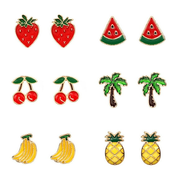 MLINS  6 Pairs Fruit Earring Women Studs Earrings for Jewelry Miss