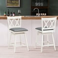 thumbnail image 4 of Gymax Set of 2 Barstools Swivel Bar Height Chairs with Rubber Wood Legs Antique White, 4 of 10
