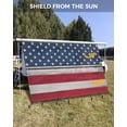 thumbnail image 3 of 4th of July RV Awning Sun Shade Screen 9'X15.3' American Flag Stars Stripes Mesh Sunscreen Red Wood Grain Awning Shade Screen with Zipper UV Blocker Completed Kits for RV Motorhome Camper Trailer, 3 of 7