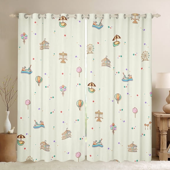 Homewish Dreamy Amusement Park Black Out Curtains, Cartoon Cute Balloon Curtains Pack of 2 (42x63 Each), Fairy Tale Princess Bedroom Curtains, Living Room Curtains Decor