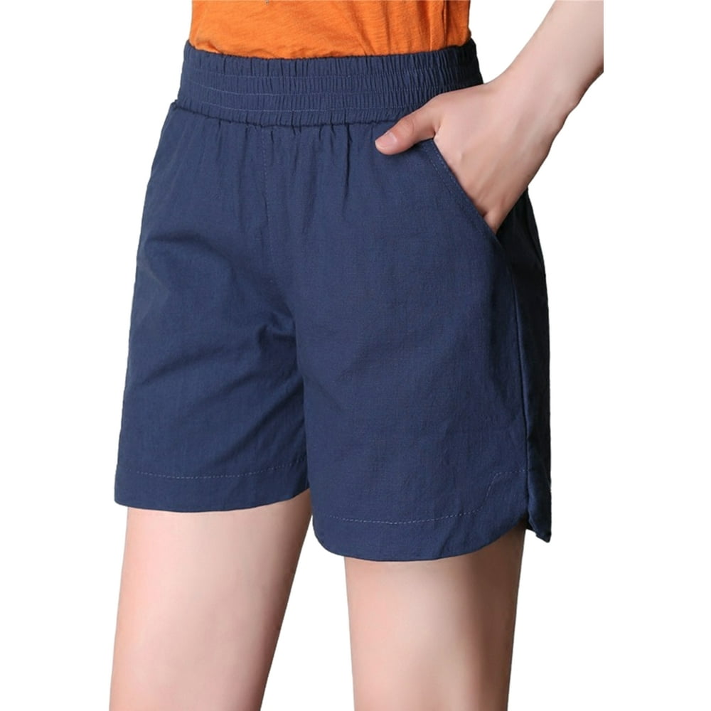 UKAP - Size S-4XL Loose Shorts For Women Solid Color Beach Shorts ...