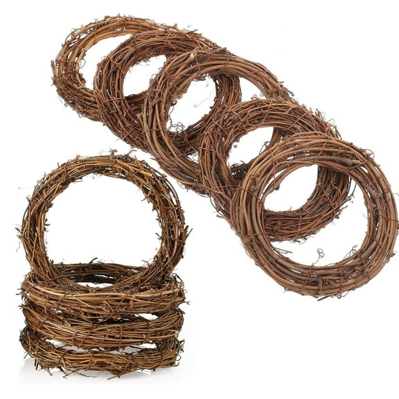 16 Pcs Natural Grapevine Wreath Rings,Bexikou 4inch Rattan Vine Branch Wreath,Christmas Wreath Garland for DIY Craft Holiday Wedding Party and Christmas Decors