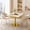 Calacatta Gold Marble, variant on Aukfa 31.5" Square Dining Table for 2-4, Marble-Look Sintered Stone Top, Rose Gold Pedestal Base, Small Spaces,Emerald Green