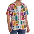 thumbnail image 4 of Vsdgher Cute Doodles Print Men's Wrinkle Free Untucked Cuban Shirt Business Casual Button Down Shirts Short Sleeve Shirt, 4 of 7