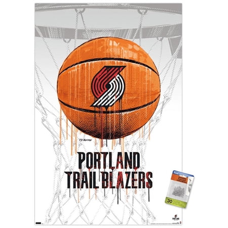 NBA Portland Trail Blazers – Drip Basketball 21 Wall Poster with Pushpins 22.375 x 34