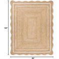 thumbnail image 2 of Rajputana Natural Jute Scalloped Bohemian Decor Handwoven Custom Decorative Rug (BD1) - 8x10 ft White, 2 of 4
