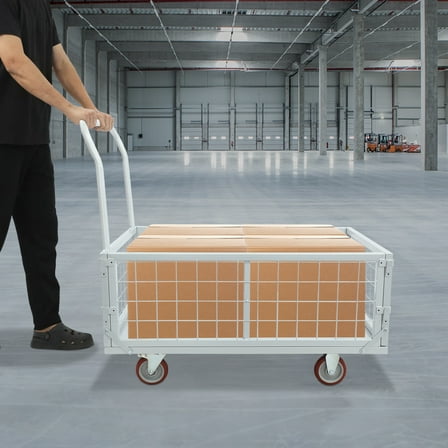 Silver Steel Plate Trolley 38.39x23.62x38.86in 4-in-1 Folding Trolley 2200 Lb Heavy Platform Car