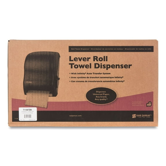 San Jamar Lever Roll Paper Towel Dispenser - Roll - 16.5" X 12.9" X 9.5" - Plastic - Black Pearl (t1100tbk)