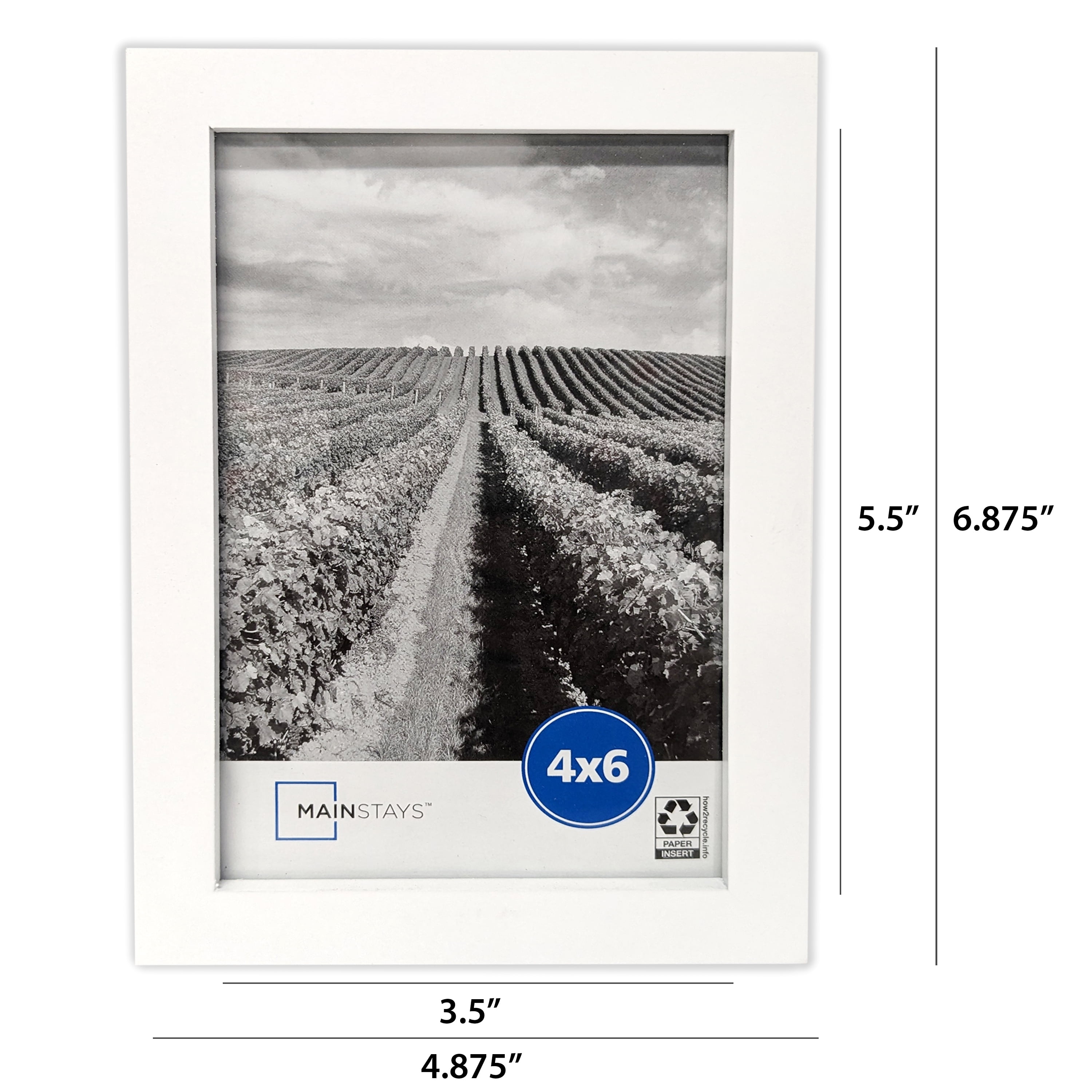Mainstays - 4x6 Picture Frame - White Gallery Linear Program Tabletop & Wall Photo Frame
