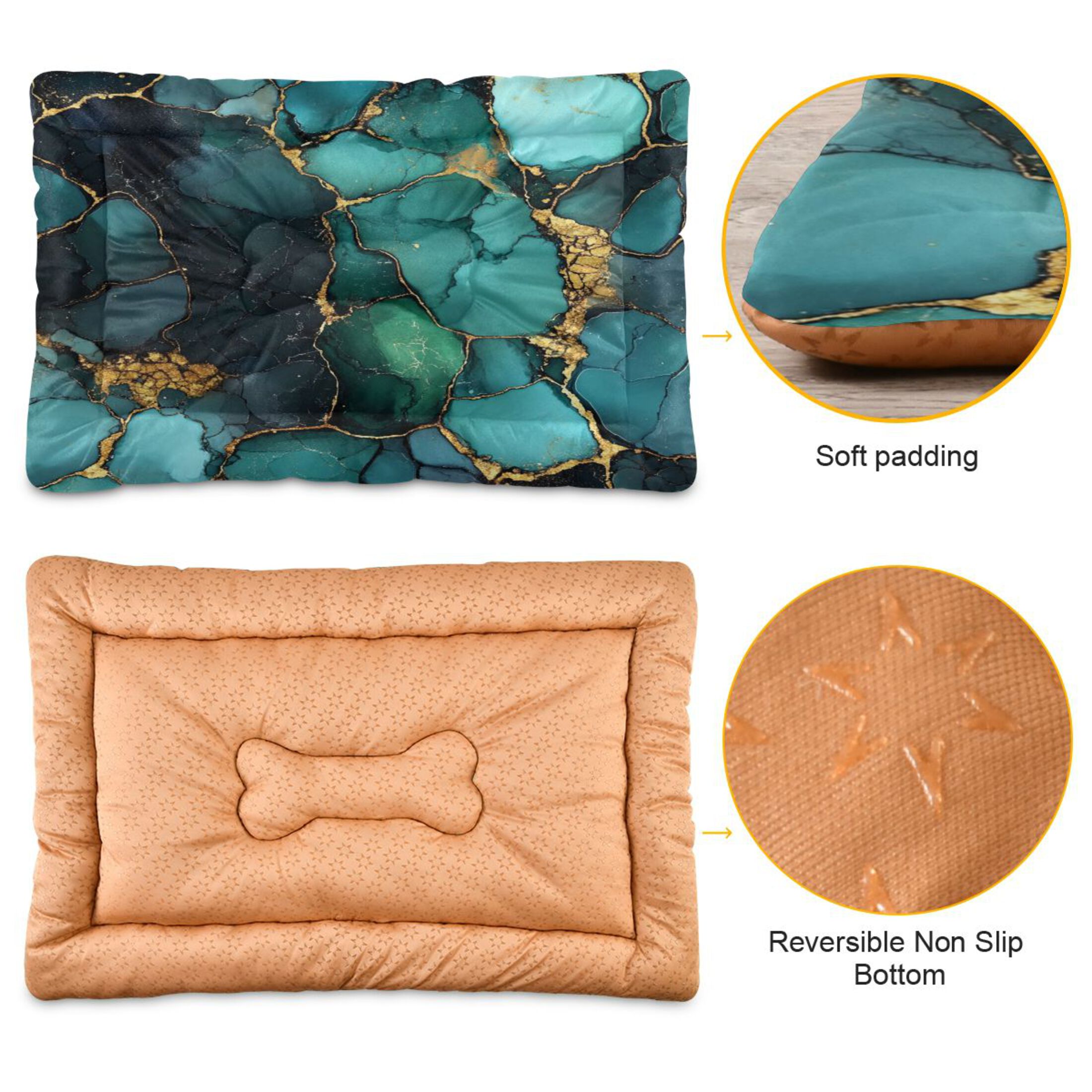 Qxltty Gild Dark Green Marbles Ped Pad Wear-resistant and Hard to Bite Through Sleeping Pad for Small Medium Large Dogs Winter Pet Bed 36×24in