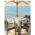 thumbnail image 3 of Outdoor Tablecloth with Umbrella Hole for Patio/Picnic/Party/Camping, Teal Beige Coastal Waterproof Table Cloth Square Cover Washable, Summer Beach Starfish Conch Shell Ocean (60"x 60"), 3 of 9