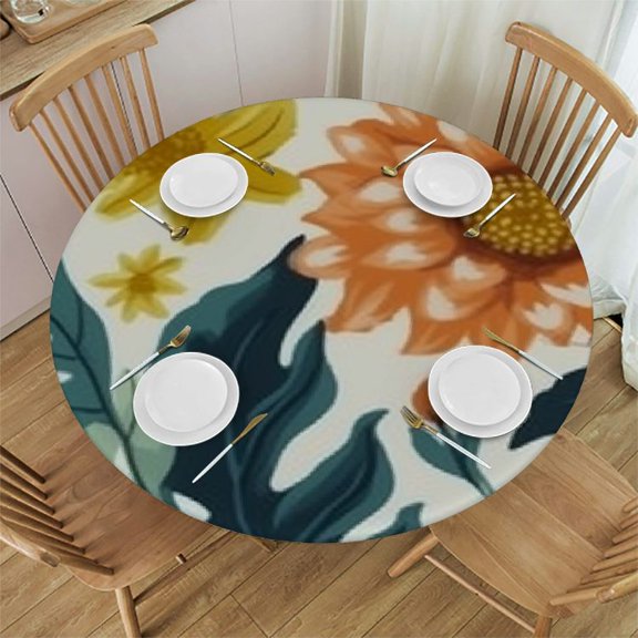 HAOXIT Sloth Round Tablecloth Washable Table Cloth Waterproof Party Table Cover for Camping Holiday Picnic Fall Decorations Kitchen 31-35