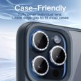 thumbnail image 6 of JETech Camera Lens Protector for iPhone 15 Pro 6.1-Inch and iPhone 15 Pro Max 6.7-Inch, Bling Glitter Individual 9H Tempered Glass Metal Ring Cover, HD Clear, 3-Pack (Blue Titanium), 6 of 6