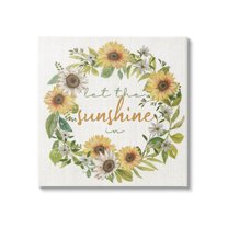 Let The Sunshine In Sunflower Wreath Botanical & Floral Graphic Art Gallery Wrapped Canvas Print Wall Art