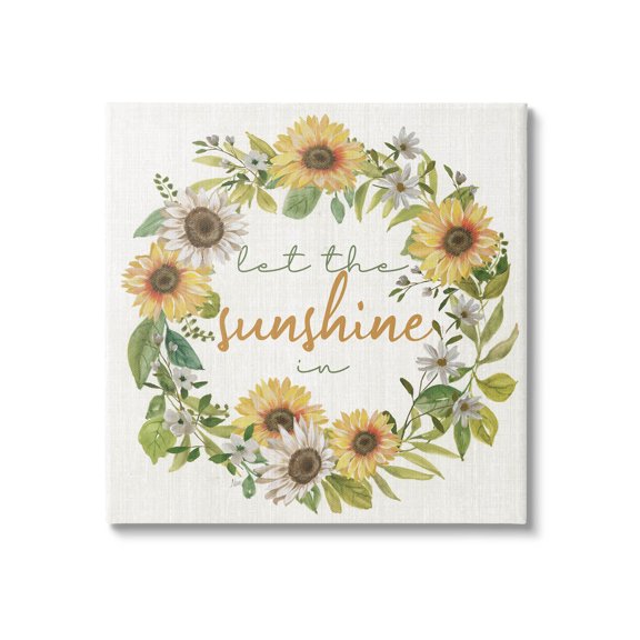 Let The Sunshine In Sunflower Wreath Botanical & Floral Graphic Art Gallery Wrapped Canvas Print Wall Art