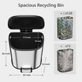 thumbnail image 3 of Stainless Steel Trash Can, 15L/13 Gallons Hands Free Garbage Can with Soft Close Lid and Foot Pedal, Metal Kitchen Waste Bin with Inner Bucket for Living Room, Office, D Shape, Silver, 3 of 8